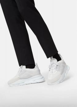 Versace White Chain Reaction Sneakers Size EU 40.5