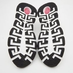 Pre Owned Versace White Leather and Fabric Trigreca Low Top Sneakers Size 43