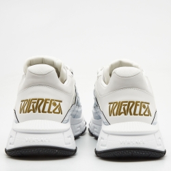 Pre Owned Versace White Leather and Fabric Trigreca Low Top Sneakers Size 43