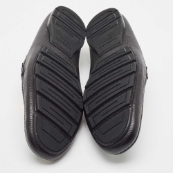 Pre Owned Versace Black Leather Medusa Detail Slip On Loafers Size 45