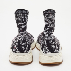 Versace Black/White Knit Fabric High Top Sneakers Size 43