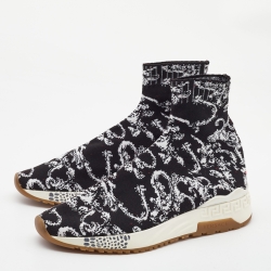 Versace Black/White Knit Fabric High Top Sneakers Size 43