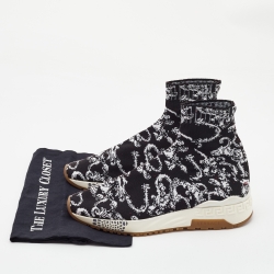 Versace Black/White Knit Fabric High Top Sneakers Size 43