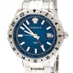 Versace Blue Stainless Steel Hellenyium GMT V11 Men's Wristwatch 42 mm