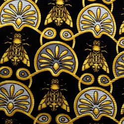 Pre Owned Gianni Versace Vintage Black Insect Print Silk jacquard Tie