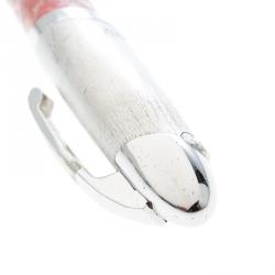 Pre Owned قلم فرساتشي كرة دوارة لون فضي منقوش وردي