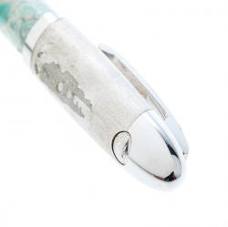 Pre Owned Versace Green Embossed Silver Tone Rollerball Pen