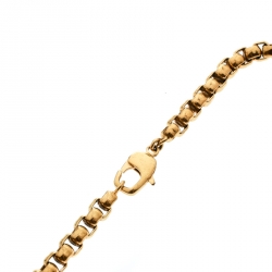 Versace Medusa Logo Medallion Gold Tone Chunky Pendant Necklace 
