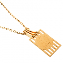 Versace Medusa Tag Gold Tone Pendant Necklace