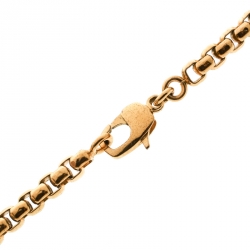 Versace Medusa Textured Tag Gold Tone Pendant Necklace