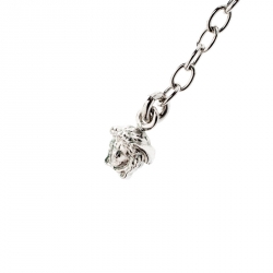 Versace Medusa Silver Tone Tag Pendant Necklace
