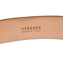 Pre Owned Versace Brown Studded Suede Medusa Belt 105CM