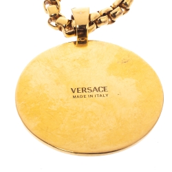 Versace Medusa Gold Tone Chain Link Medallion Pendant Necklace