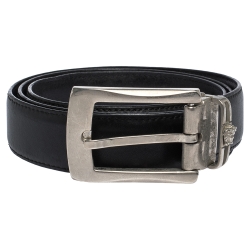 Pre Owned Versace Black Leather Belt 115CM