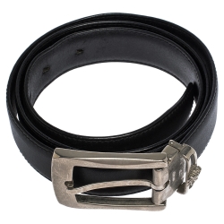Pre Owned Versace Black Leather Belt 115CM