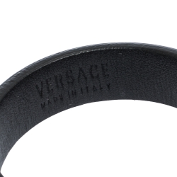 Versace Black Medusa Icon Chain Detail Leather Bracelet