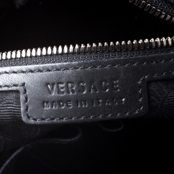 Versace Black Leather Medusa Vertical Briefcase Tote