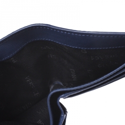 Versace Blue Greca Embossed Leather Bifold Wallet