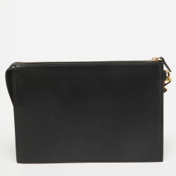 Versace Black Leather Medusa Head Wristlet Clutch