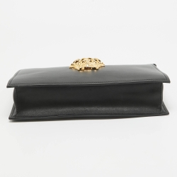 Versace Black Leather Medusa Head Wristlet Clutch
