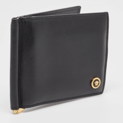 Versace Black Leather Medusa Money Clip Wallet