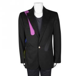 Versace Black Cotton Paint Stripe Detail Tailor Made Blazer XXL