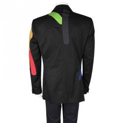 Versace Black Cotton Paint Stripe Detail Tailor Made Blazer XXL
