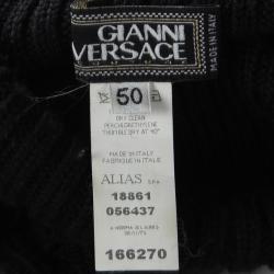 Pre Owned Gianni Versace Black Wool Ribbed Turtle Neck Sweater L