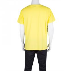 Pre Owned Versace Collection Yellow Camouflage Print Short Sleeve Cotton T-Shirt XXL