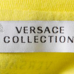 Pre Owned Versace Collection Yellow Camouflage Print Short Sleeve Cotton T-Shirt XXL