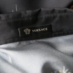 Pre Owned Versace Black Native American Printed Silk Long Sleeve Shirt XXL