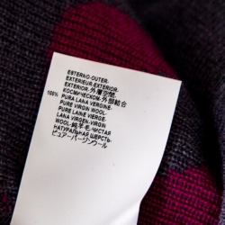 Pre Owned Versace Collection Grey Wool Patterned V-Neck Sweater L