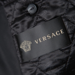  Versace Black Studded Zip Front Bomber Jacket L
