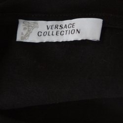Pre Owned Versace Collection Black Bejeweled Baroque Printed Crew Neck T- Shirt M