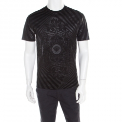 Pre Owned Versace Black Medusa Icon Printed Cotton Crew Neck T- Shirt S