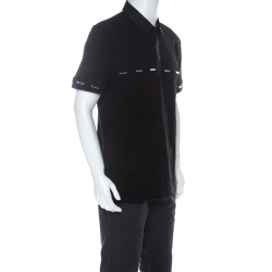 Versace Collection Black Cotton Pique Short Sleeve Polo T- Shirt XL