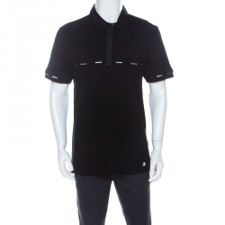 Versace Collection Black Cotton Pique Short Sleeve Polo T- Shirt XL