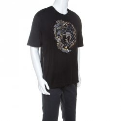 Pre Owned Versace Black Cotton Double Faced Medusa T-Shirt 4XL