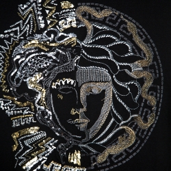 Pre Owned Versace Black Cotton Double Faced Medusa T-Shirt 4XL