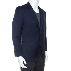 Pre Owned Versace Navy Blue Wool Blazer M