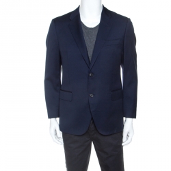 Pre Owned Versace Navy Blue Wool Blazer M