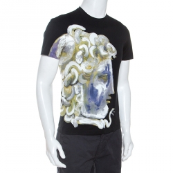 Pre Owned Versace Black Medusa Painted Cotton Short Sleeve T-Shirt XS