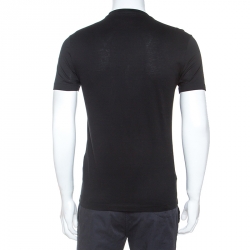Pre Owned Versace Black Cotton Logo Embroidered And Embellished T-Shirt XS