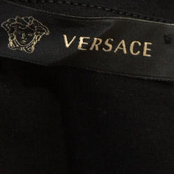 Pre Owned Versace Black Cotton Logo Embroidered And Embellished T-Shirt XS
