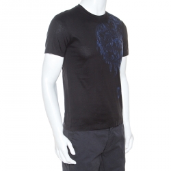 Pre Owned Versace Black Medusa Motif Embroidered Cotton Short Sleeve T-Shirt S  