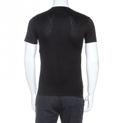 Pre Owned Versace Black Baroque Print Cotton Embellished Short Sleeve T-Shirt S
