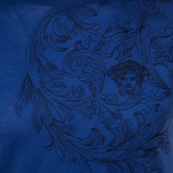 Pre Owned Versace Blue Medusa Motif Embroidered Cotton Short Sleeve T-Shirt S  