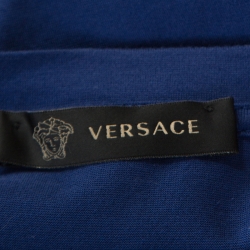 Pre Owned Versace Blue Medusa Motif Embroidered Cotton Short Sleeve T-Shirt S  