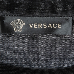 Pre Owned Versace Black Logo Medusa Head Print Cotton T-Shirt M