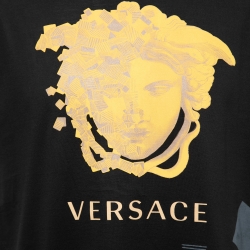 Pre Owned Versace Black Logo Medusa Head Print Cotton T-Shirt M